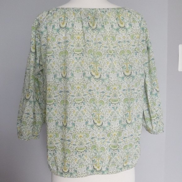 J. Crew Liberty London Peasant Lodden Paisley Cotton Casual Shirt Top Blouse XS - Picture 6 of 12